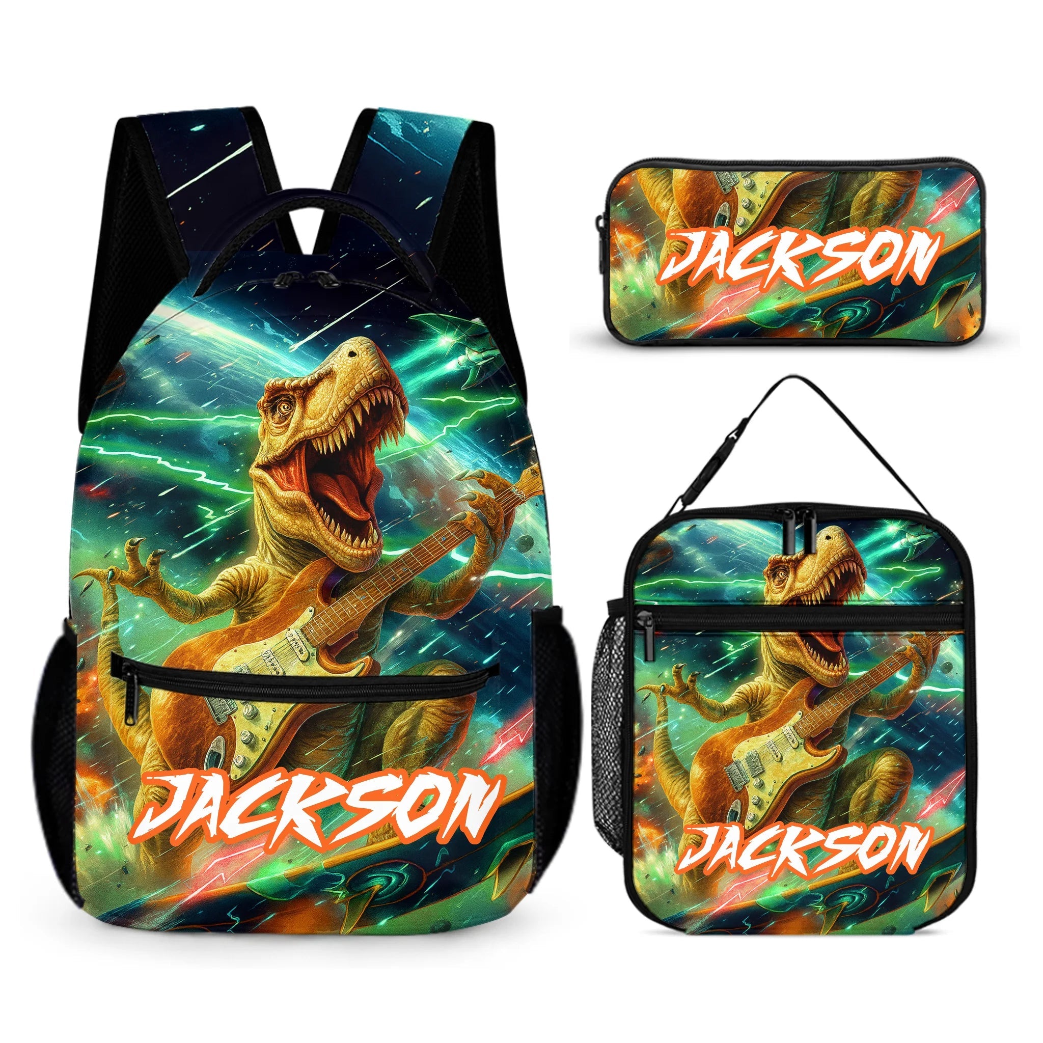 Rocking Dinosaurs Play the Guitar - Personalized Name - Dinosaur Enthusiast Gift - OLESA