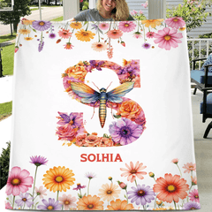 Romantic Flowers and Butterflies - Personalized Blankets with Initial and Name - OLESA