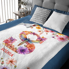 Romantic Flowers and Butterflies - Personalized Blankets with Initial and Name - OLESA