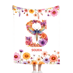 Romantic Flowers and Butterflies - Personalized Blankets with Initial and Name - OLESA