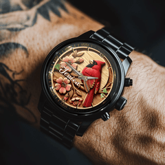 Rural - style Red Bird Customized Watch – Personalized Name - Gift for Country Garden Enthusiast - OLESA