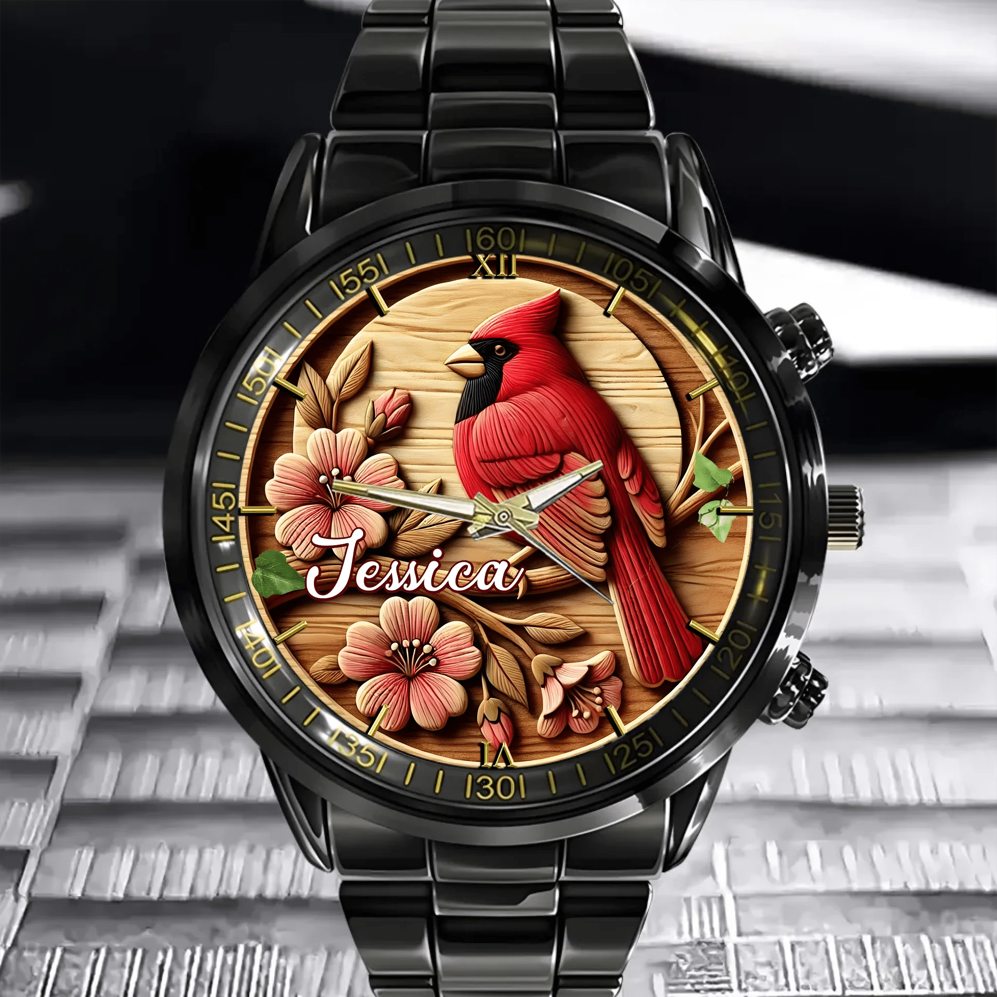 Rural - style Red Bird Customized Watch – Personalized Name - Gift for Country Garden Enthusiast - OLESA