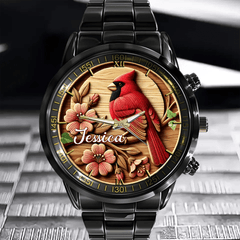 Rural - style Red Bird Customized Watch – Personalized Name - Gift for Country Garden Enthusiast - OLESA