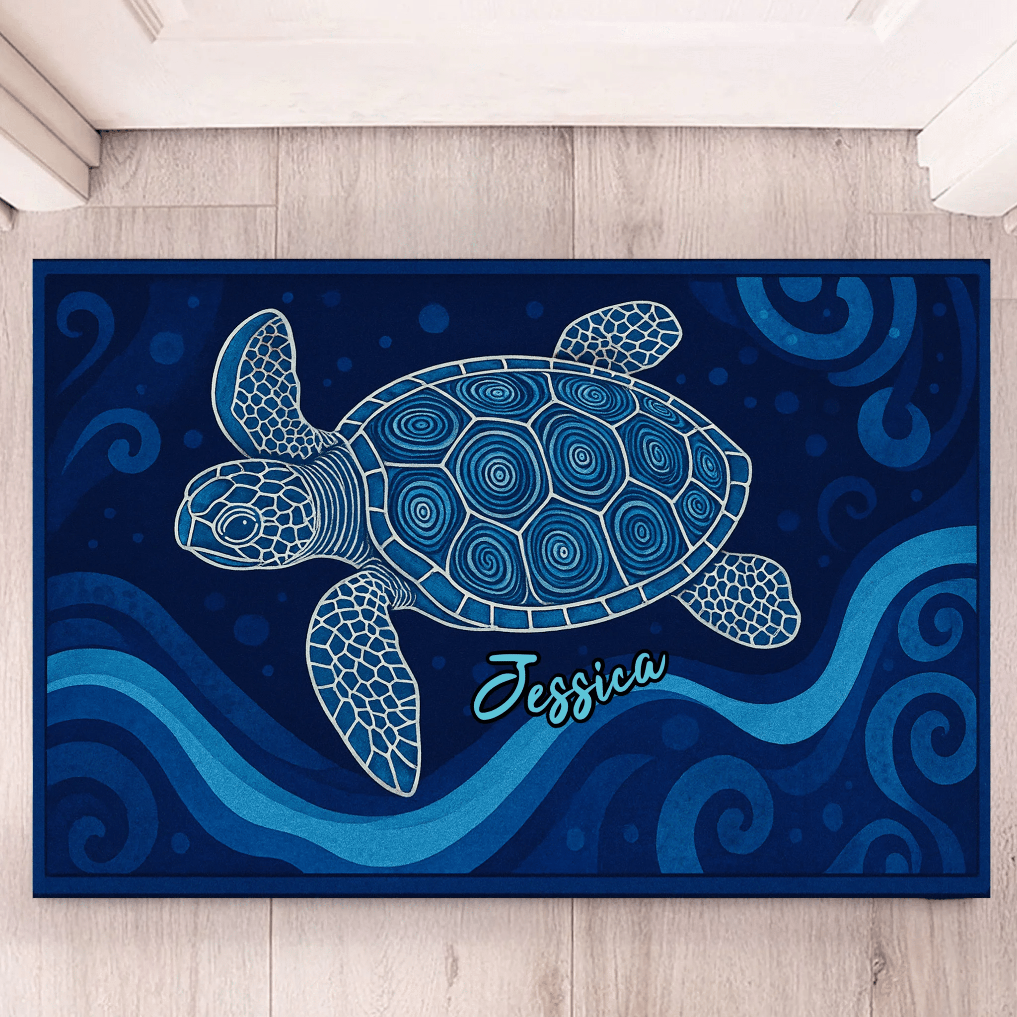Sea Turtles Customized Floor Mat - Personalized Name Door Mat - OLESA