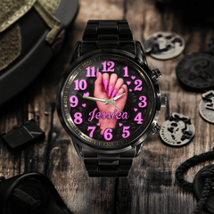 💅Show Off My Nails Customized Watch - Personalized Name - Gift For Girls, Women, Manicures Lovers - OLESA