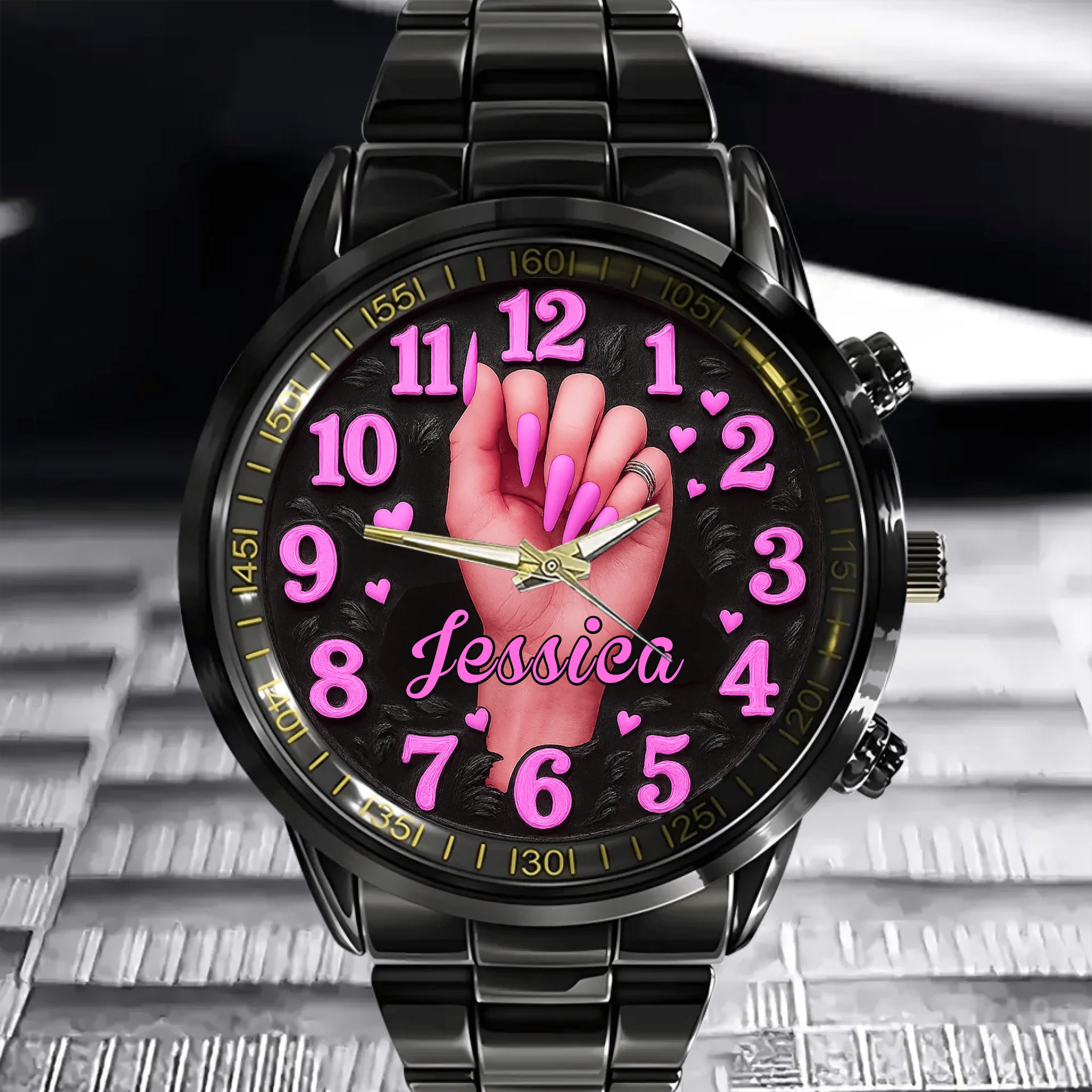 💅Show Off My Nails Customized Watch - Personalized Name - Gift For Girls, Women, Manicures Lovers - OLESA