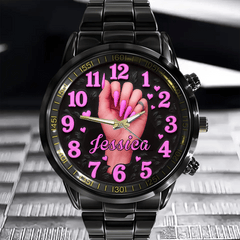 💅Show Off My Nails Customized Watch - Personalized Name - Gift For Girls, Women, Manicures Lovers - OLESA