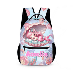 Sleeping Baby Mermaid Custom Backpack - Personalized Name - Start The School Season - OLESA
