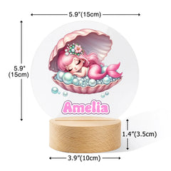 Sleeping Mermaid Customized Night Light - Personalized Name - Gift for Kids, Children, Baby Girls - OLESA