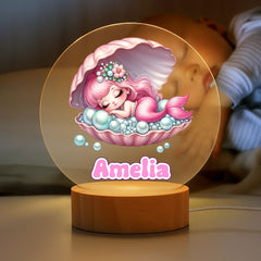 Sleeping Mermaid Customized Night Light - Personalized Name - Gift for Kids, Children, Baby Girls - OLESA