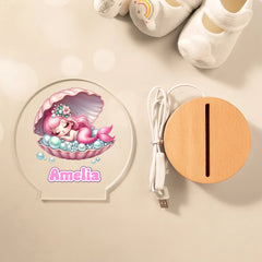 Sleeping Mermaid Customized Night Light - Personalized Name - Gift for Kids, Children, Baby Girls - OLESA
