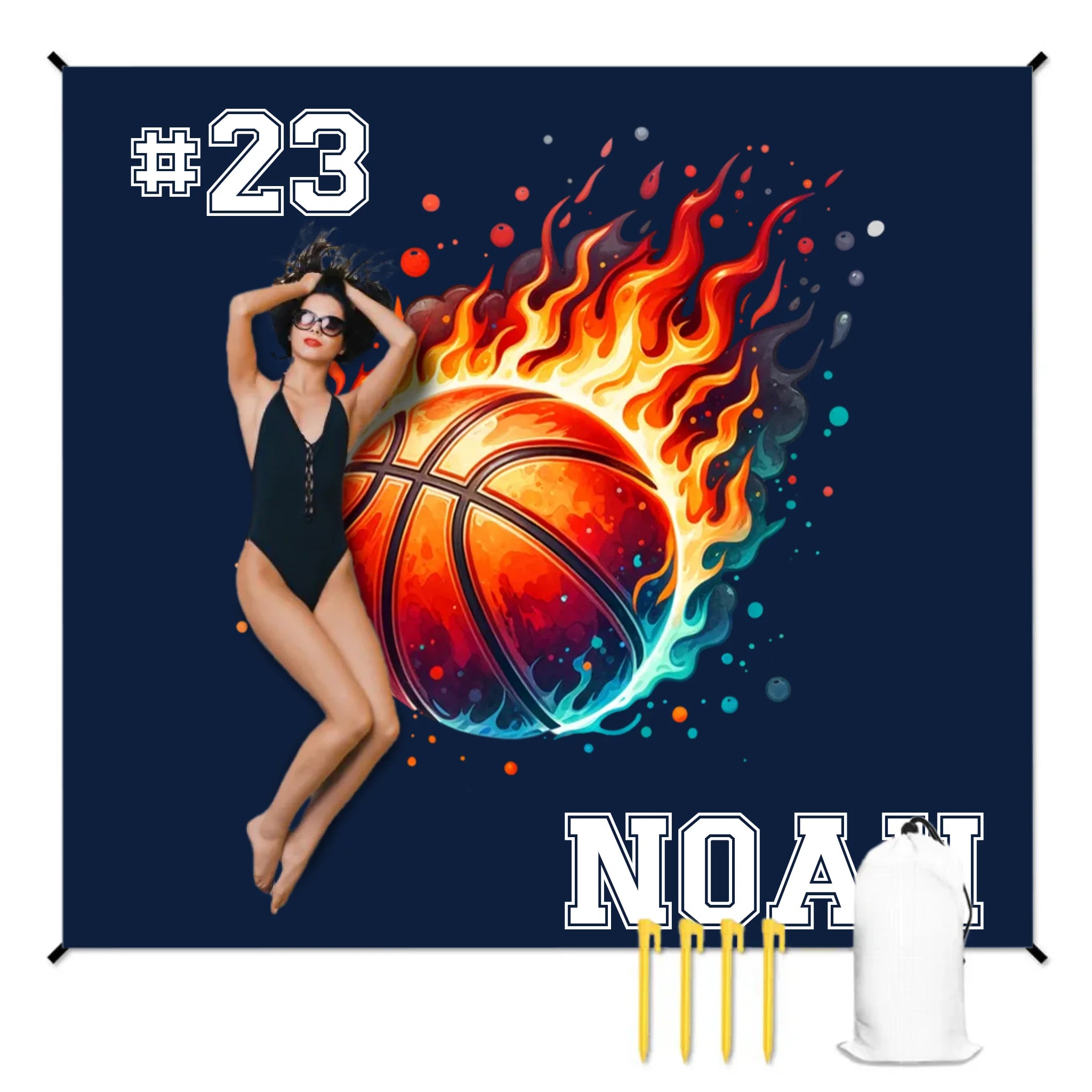 Sportsmanship Customized Ball Sports Beach Mat - Personalized Name And Number - A Gift For Sports Lovers - OLESA