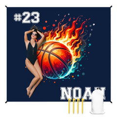 Sportsmanship Customized Ball Sports Beach Mat - Personalized Name And Number - A Gift For Sports Lovers - OLESA