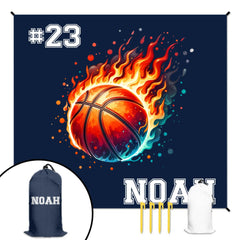 Sportsmanship Customized Ball Sports Beach Mat - Personalized Name And Number - A Gift For Sports Lovers - OLESA