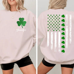 St. Patrick'S Day Flag Shamrock Personalized Name Custom Printed T-Shirt Sweatshirt - Gift For Family, Friends And Loved Ones - OLESA