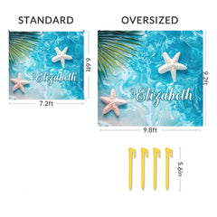 Starfish in the Waves - Personalized Name on Beach Mat - Gifts for Beach Tourism,Hiking Trips - OLESA
