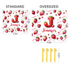 Strawberry - themed Beach Mat - Personalized Strawberry Initials and Name - Beach Fashion Item - OLESA