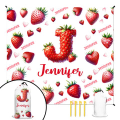 Strawberry - themed Beach Mat - Personalized Strawberry Initials and Name - Beach Fashion Item - OLESA