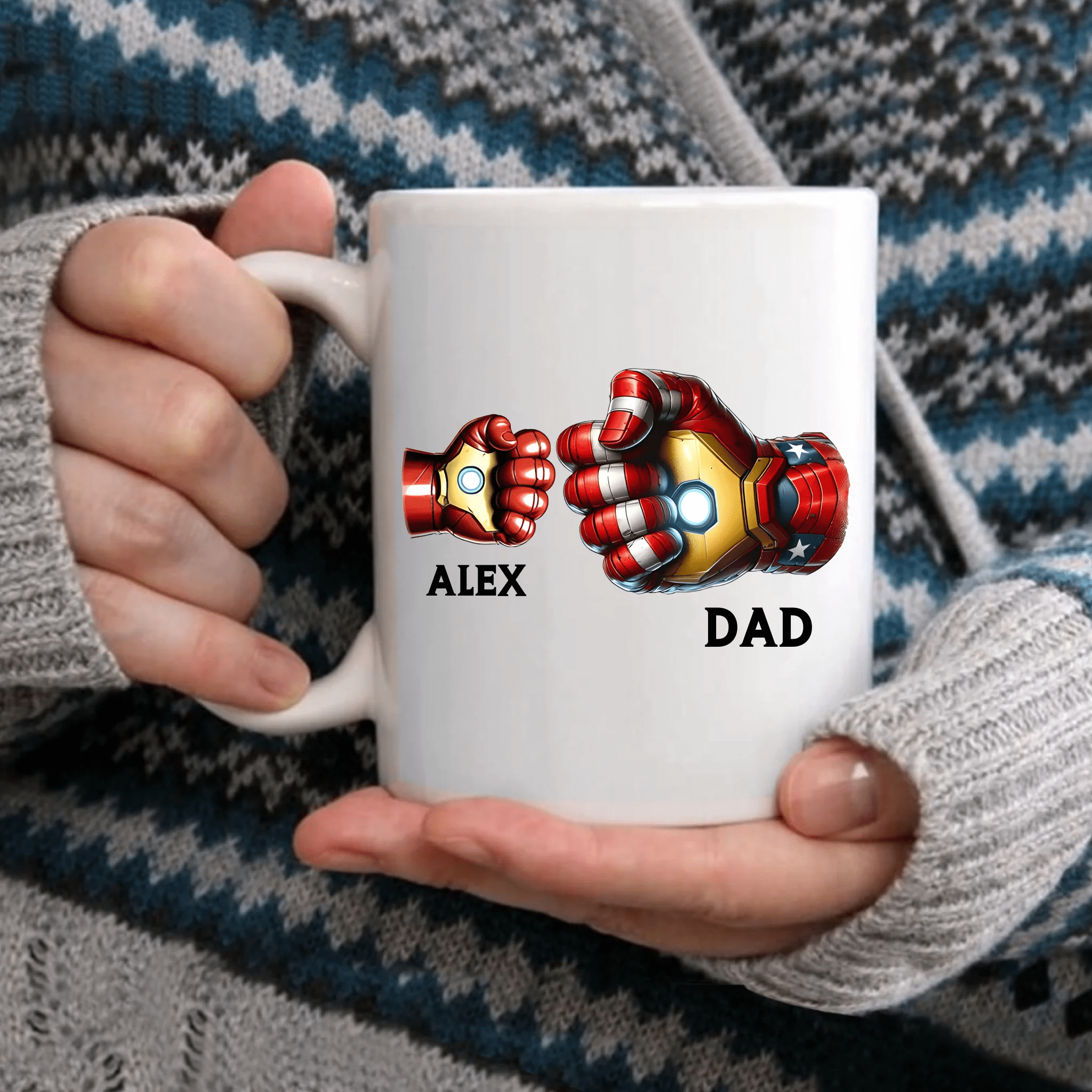 Superhero Dad Fist - Personalized Mug - OLESA