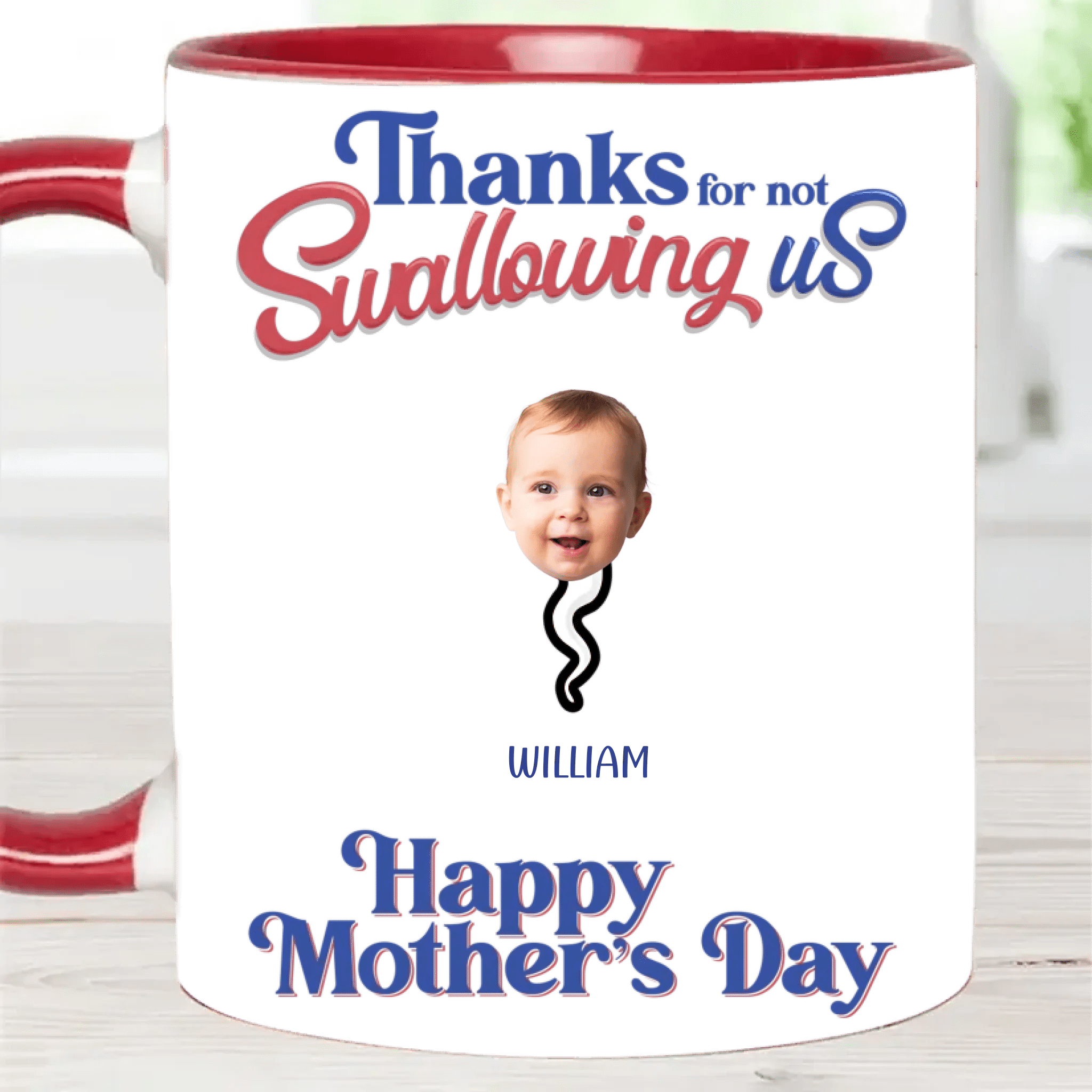 Thanks For Not Swallowing Us - Mug with Personalized Names and Photos - Funny Gift For Mom - OLESA
