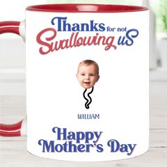 Thanks For Not Swallowing Us - Mug with Personalized Names and Photos - Funny Gift For Mom - OLESA