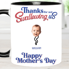 Thanks For Not Swallowing Us - Mug with Personalized Names and Photos - Funny Gift For Mom - OLESA