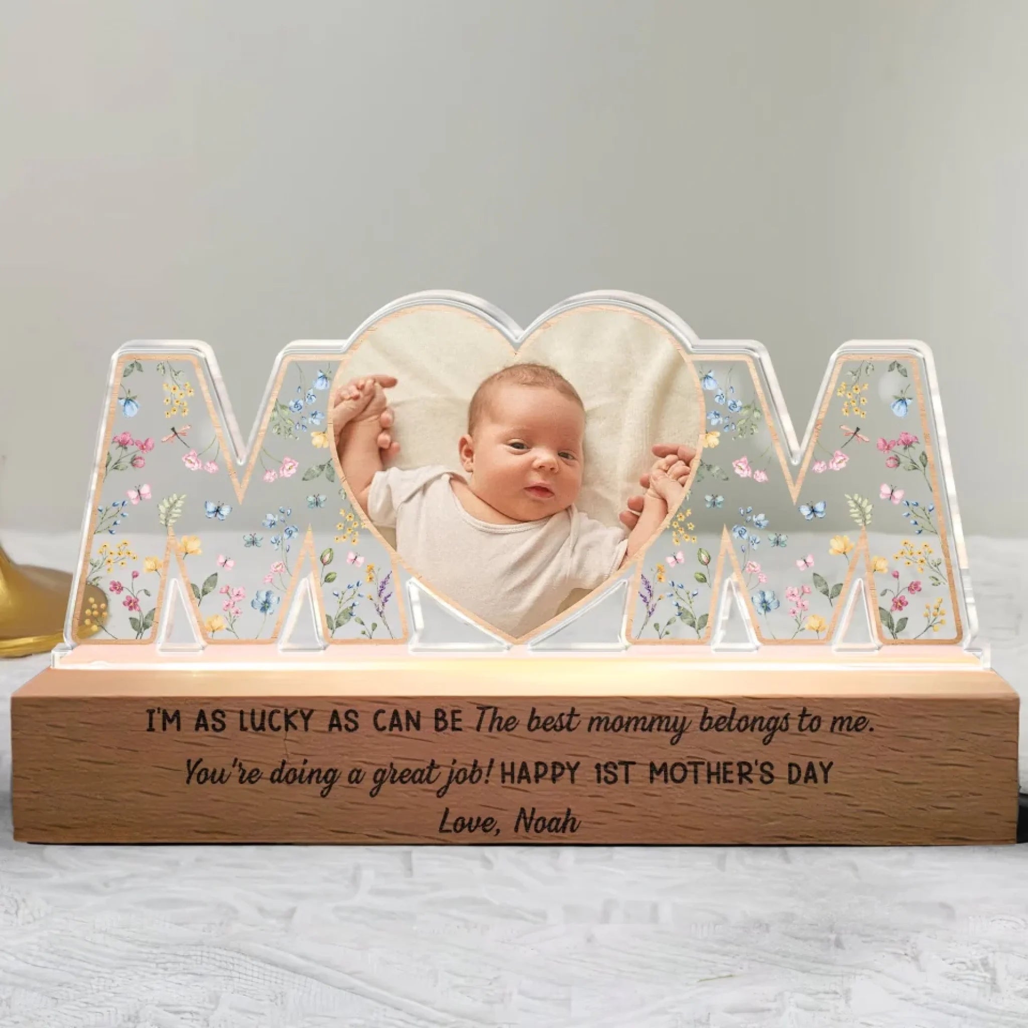 The Best Mommy Belongs To Me - Personalized Photo LED Night Light - Mother's Day Gift - OLESA