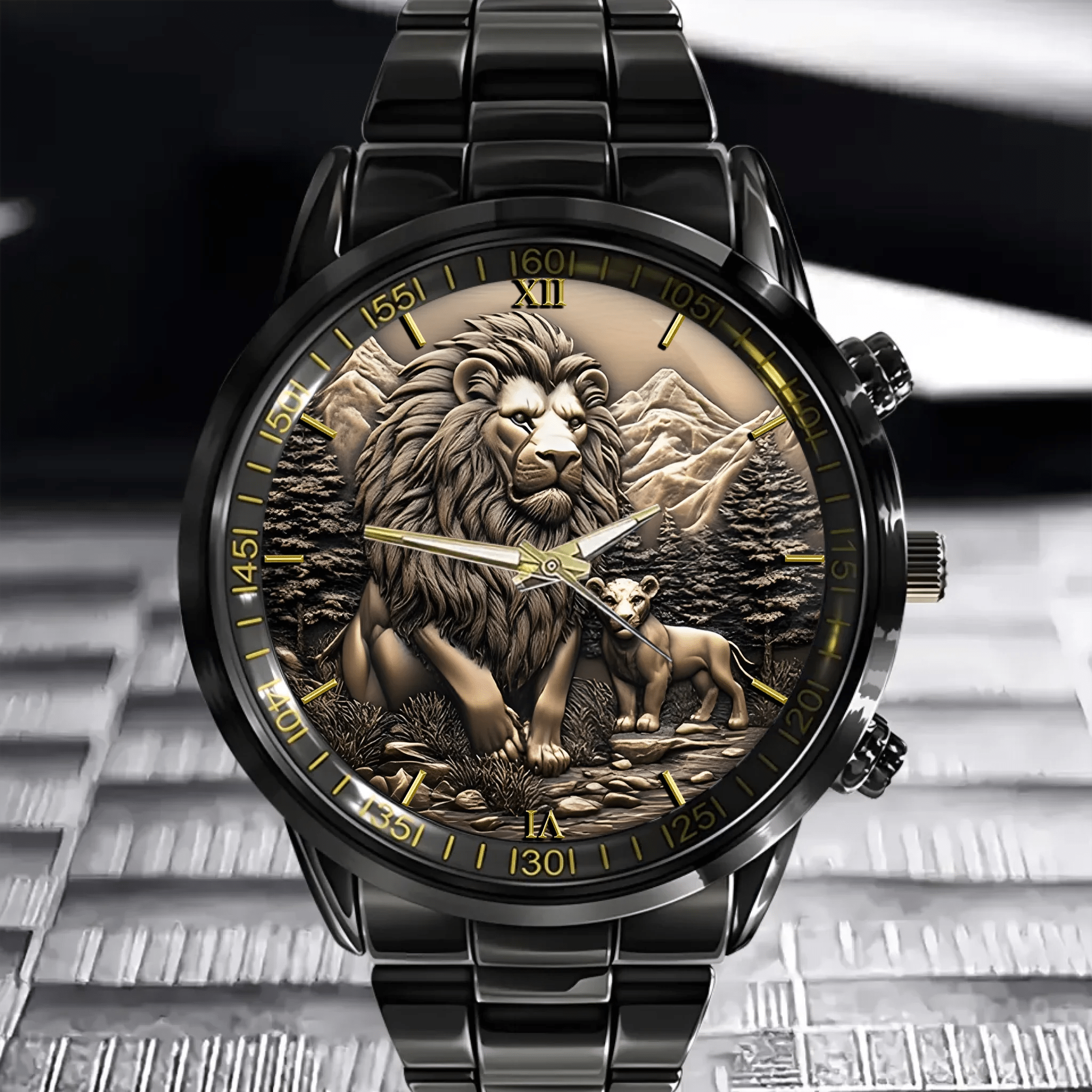 The King of Beasts - Personalized Parent - Child Name Animal Print Watch - OLESA