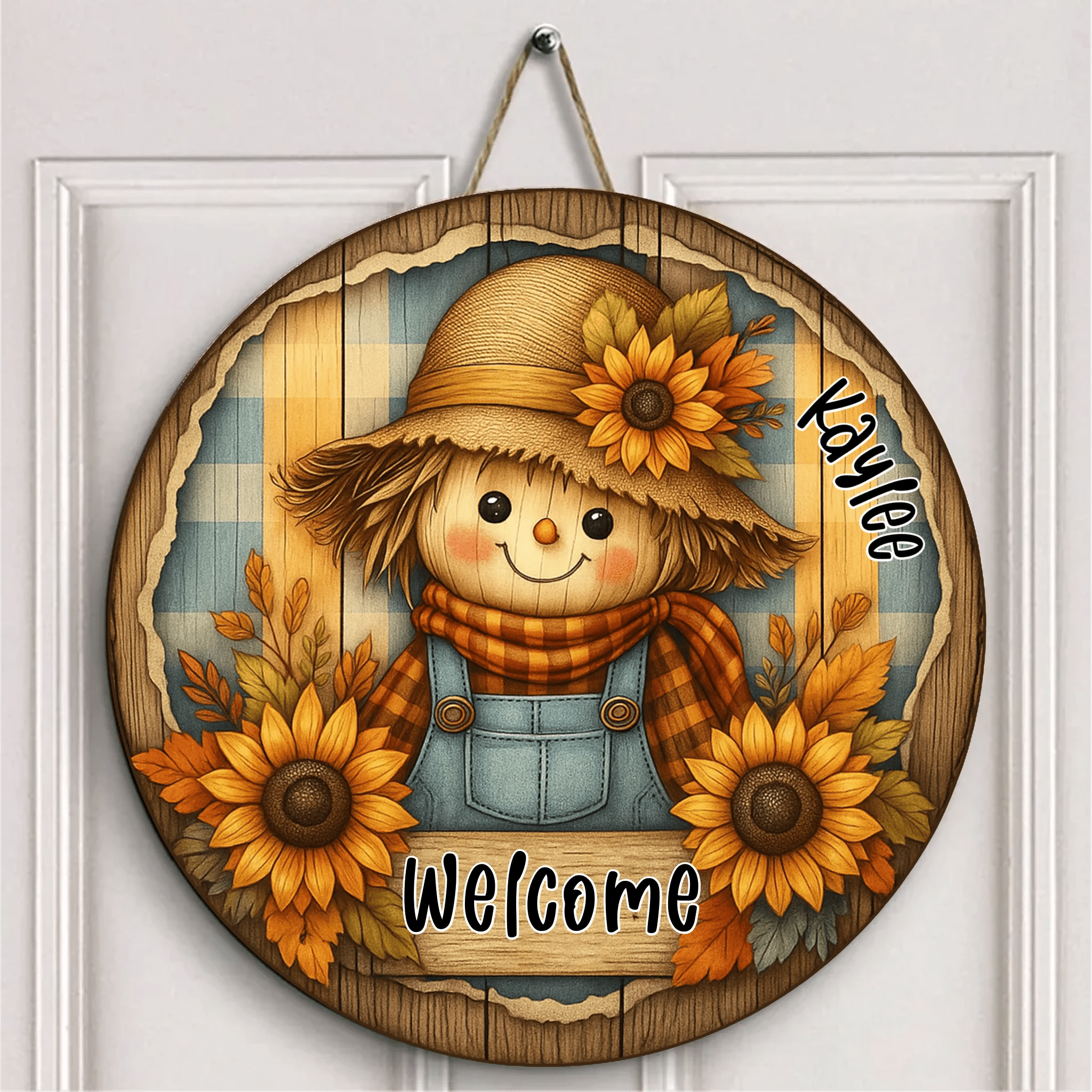 The Straw Girl Customized Door Plate - Personalized Text Wooden Sign - Exquisite House Decoration - OLESA