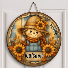 The Straw Girl Customized Door Plate - Personalized Text Wooden Sign - Exquisite House Decoration - OLESA