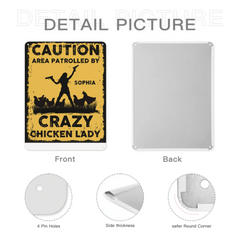 The Warning Area is Patrolled by the Crazy Hen Mother - Personalized Name Metal Retro Painting - OLESA
