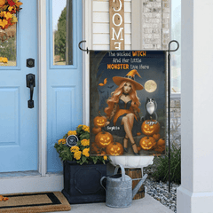 The Wicked Witch and Her Little Monster Live Here Custom Flag – Personalized Halloween Flag - Garden Decoration - OLESA
