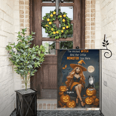 The Wicked Witch and Her Little Monster Live Here Custom Flag – Personalized Halloween Flag - Garden Decoration - OLESA