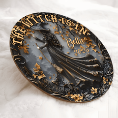 "The Witch Is In" Customized Wooden Sign - Personalized Name - Halloween decorations - OLESA