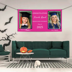 Then And Now Graduate Personalized Photo Banner, Party Supplies - OLESA