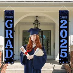 Three Slices Front Door Banner With Pictures Class of 2025 - High School or College University for Graduation Door Banner for Front Door or Porch - OLESA
