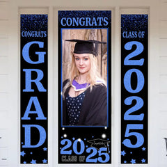 Three Slices Front Door Banner With Pictures Class of 2025 - High School or College University for Graduation Door Banner for Front Door or Porch - OLESA