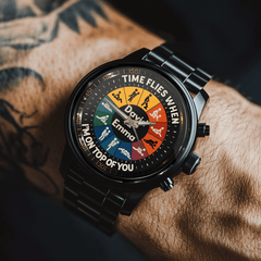 Time Flies When I’m On Top Of You - Personalized Couple Hand Watch - OLESA