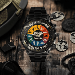 Time Flies When I’m On Top Of You - Personalized Couple Hand Watch - OLESA