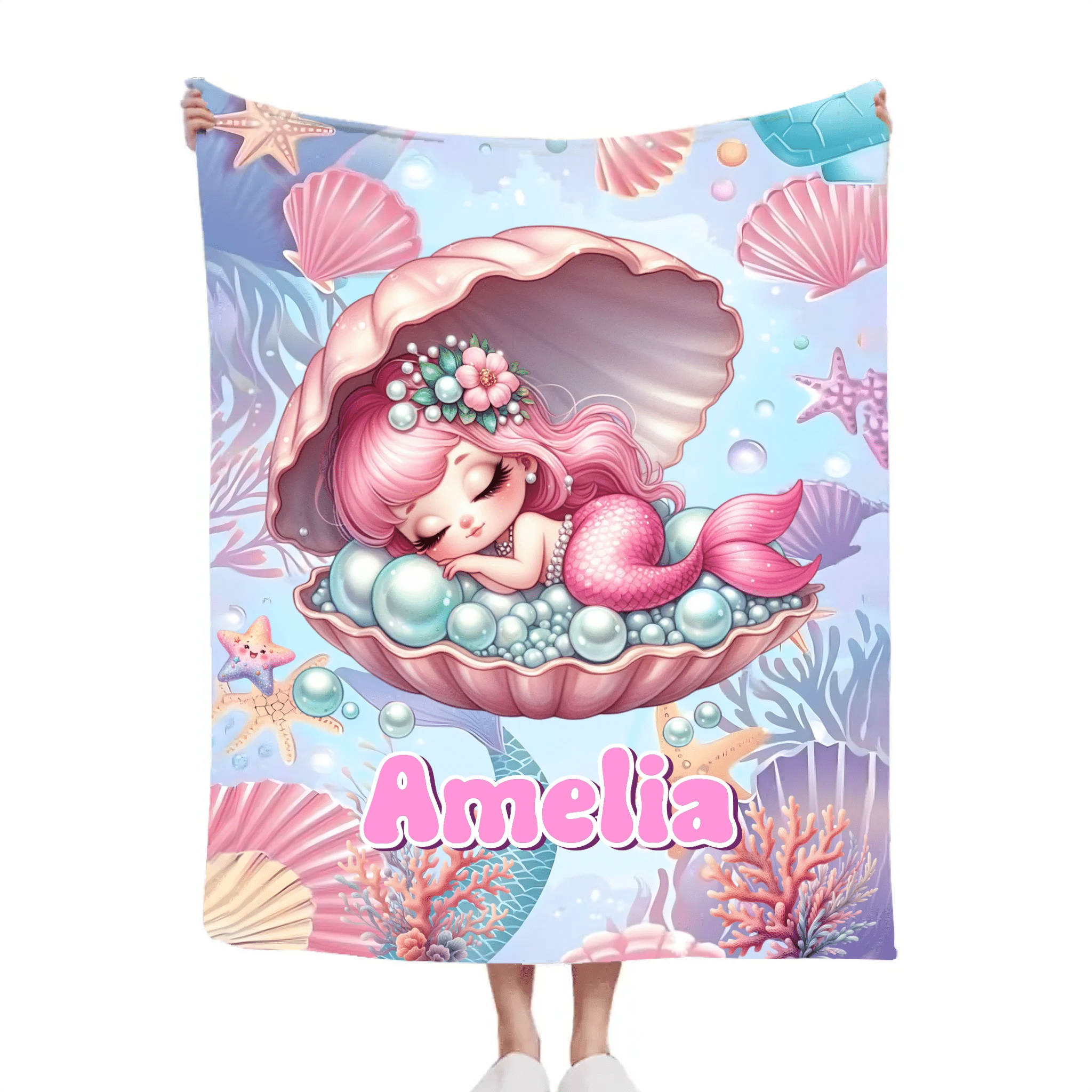 Treasure Baby Mermaid Custom Blanket - Personalized Mermaid - Gift For Mermaid lovers - OLESA