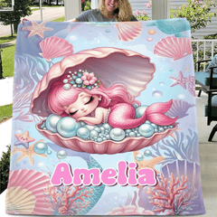 Treasure Baby Mermaid Custom Blanket - Personalized Mermaid - Gift For Mermaid lovers - OLESA