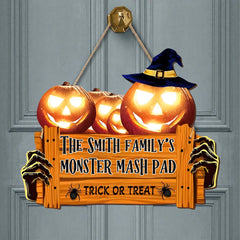 Trick or Treat Customized Wooden Doorplates - Personalized Text Door Sign - Halloween Ornament - OLESA