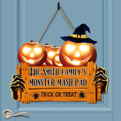 Trick or Treat Customized Wooden Doorplates - Personalized Text Door Sign - Halloween Ornament - OLESA