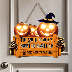 Trick or Treat Customized Wooden Doorplates - Personalized Text Door Sign - Halloween Ornament - OLESA