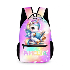 Unicorn Reading Book Custom Backpack - Gift for Back - to - School Season - OLESA