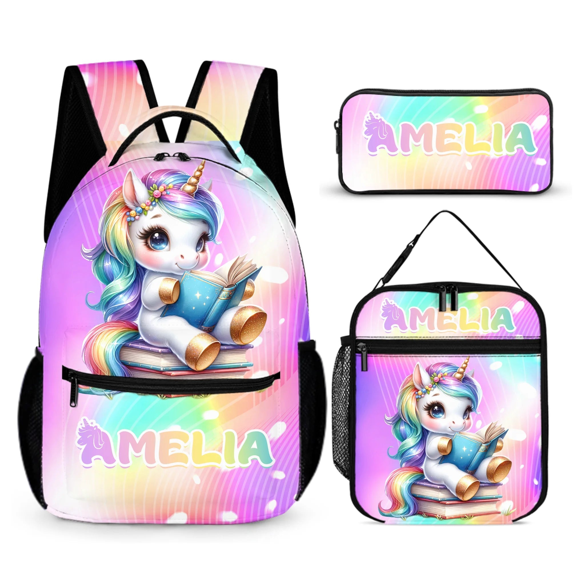 Unicorn Reading Book Custom Backpack - Gift for Back - to - School Season - OLESA
