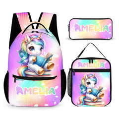 Unicorn Reading Book Custom Backpack - Gift for Back - to - School Season - OLESA