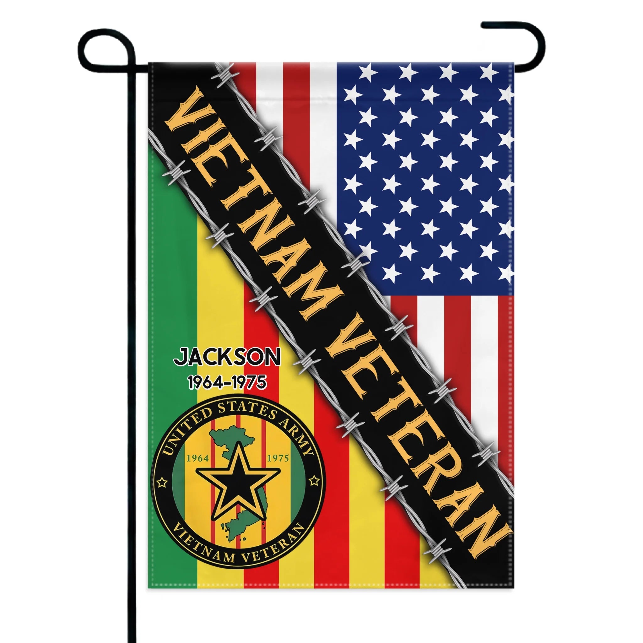 United States Army & Vietnam Veteran - Personalized Name and Year Garden Flag - OLESA