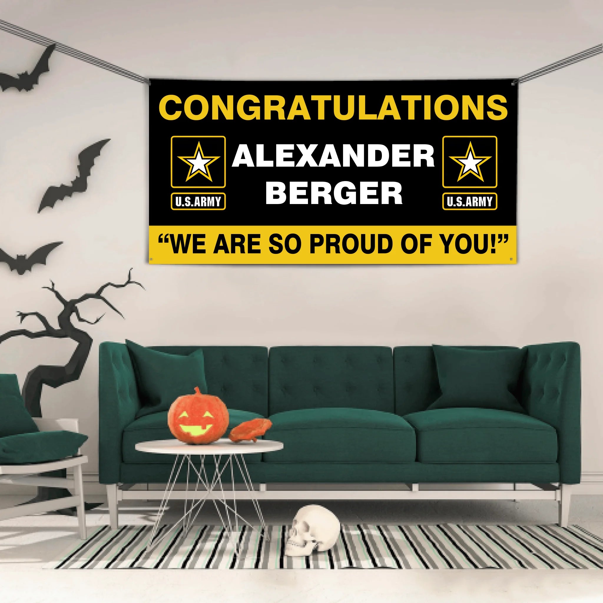 U.S. Army Graduation Banner - Congratulations Soldier We Are So Proud Of You Custom Congrats Sign - OLESA