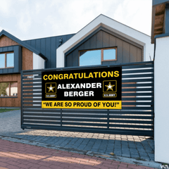 U.S. Army Graduation Banner - Congratulations Soldier We Are So Proud Of You Custom Congrats Sign - OLESA